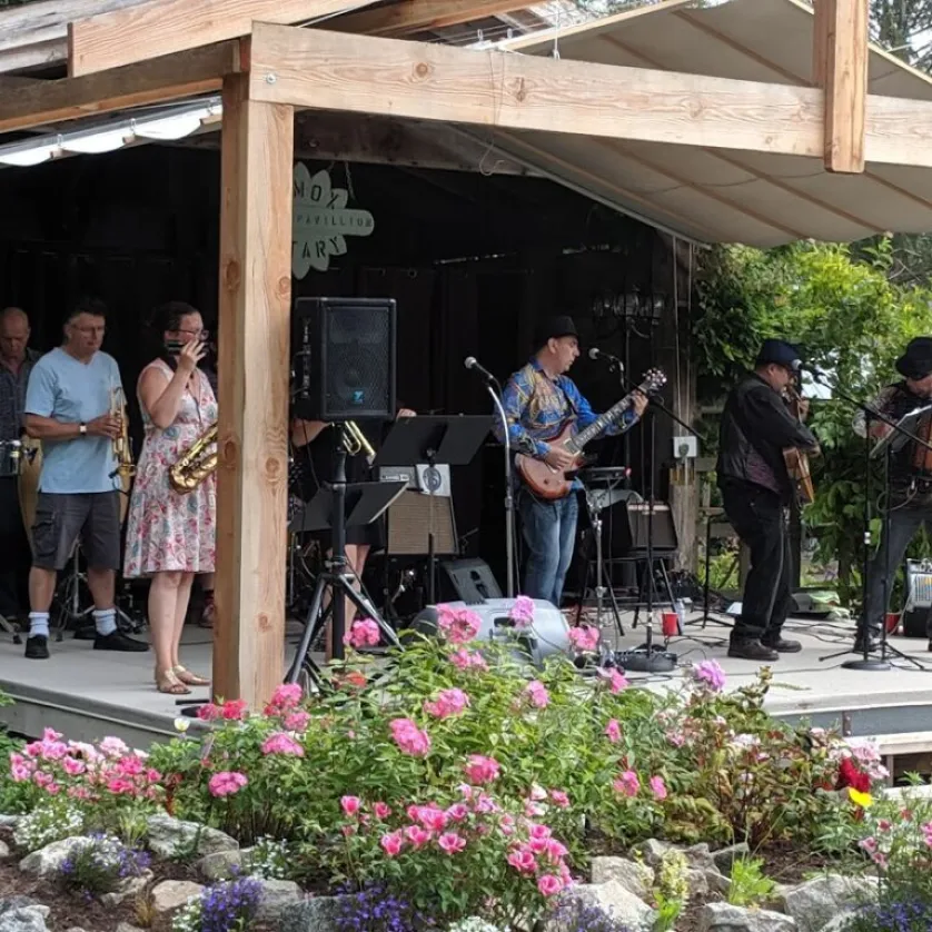 Garden image with musical performance